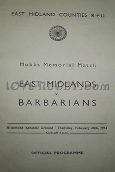 1963 East Midlands v Barbarians  Rugby Programme